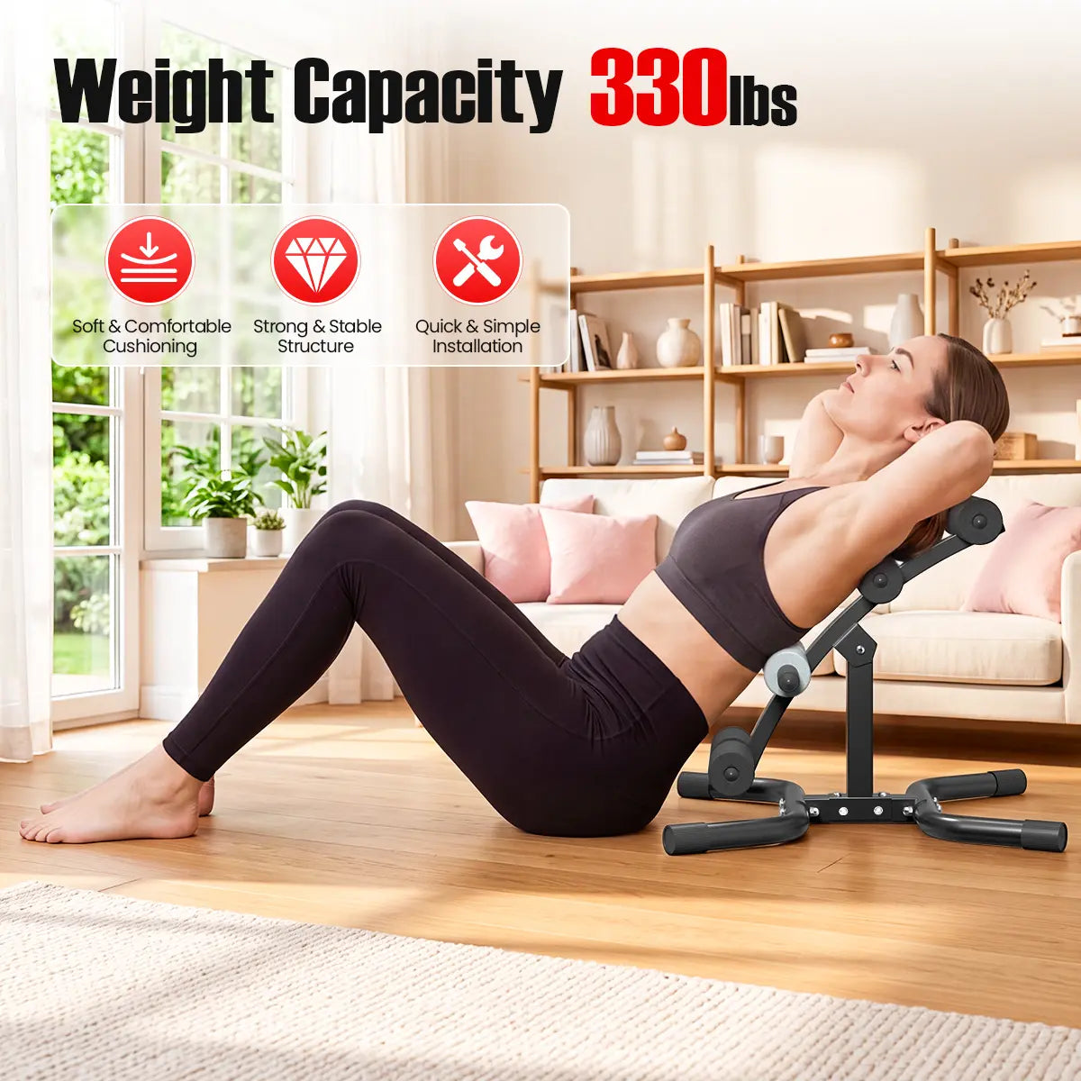 RELIFE REBUILD YOUR LIFE Mini Inversion Table, Unisex Abdominal Training Equipment for Home Gym, Compact Steel Frame Back & Glute Trainer with Foam Rollers, 330 LBS, Workout Machine, Home Abs Workout